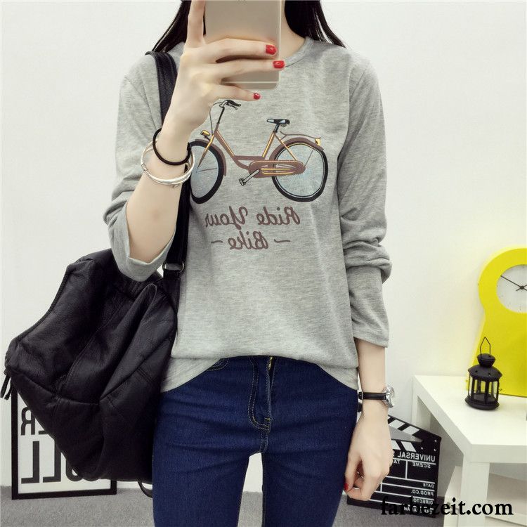 Schöne T Shirts Damen Lose T-shirts Rundausschnitt Große Größe Mode Herbst Hoodies Lange Ärmel Günstig