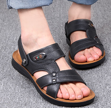 Sicherheitsschuhe Sandalen Herren Neue Strand Atmungsaktiv Hausschuhe Casual Sandalen Rutschsicher Echtleder Sommer Trend