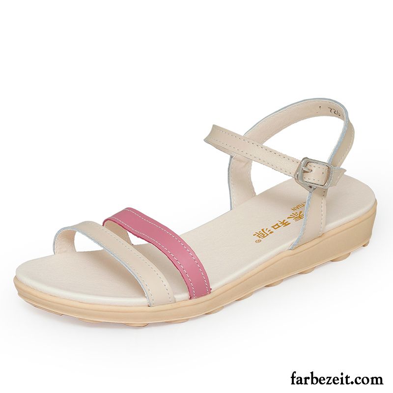 Silberne Sandalen Hoch Damen Sommer Sandalen Flache Echtleder Schuhe Allgleiches Neue Wasserdichte Plattform Verkaufen