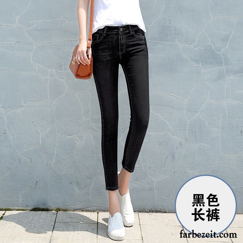 Skinny Jeans Damen Schwarz Dünn Jeans Verdickung Herbst Plus Samt Bleistift Hose Fest Neunte Hose Winter Elastisch Günstig