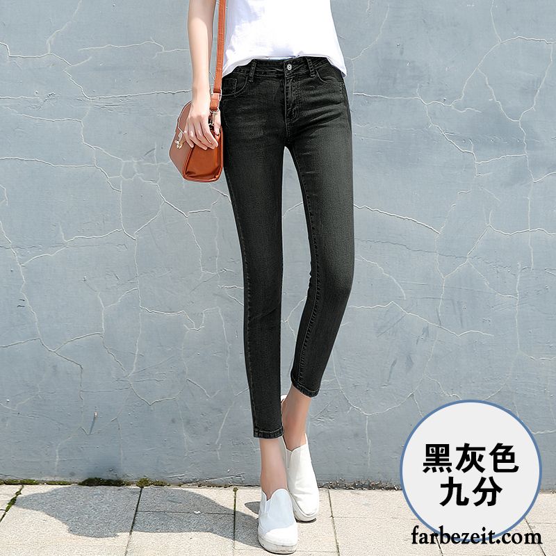 Skinny Jeans Damen Schwarz Dünn Jeans Verdickung Herbst Plus Samt Bleistift Hose Fest Neunte Hose Winter Elastisch Günstig