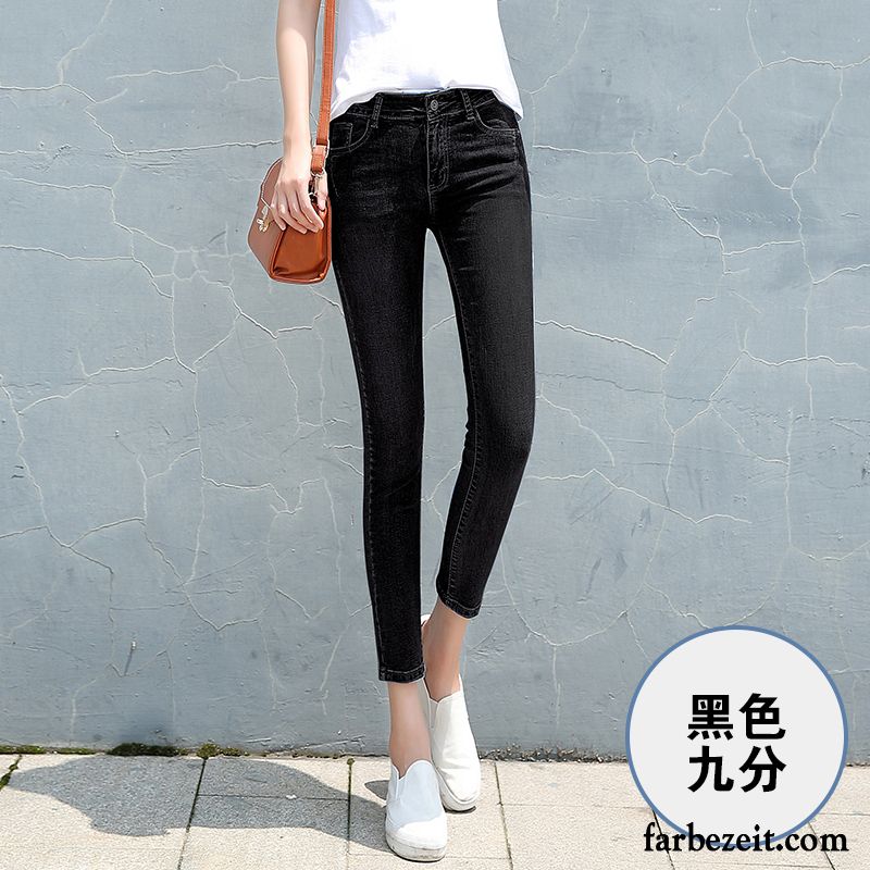 Skinny Jeans Damen Schwarz Dünn Jeans Verdickung Herbst Plus Samt Bleistift Hose Fest Neunte Hose Winter Elastisch Günstig