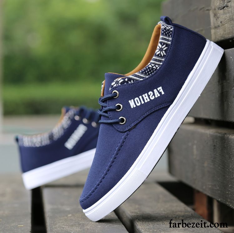 Sneaker Für Herren Tuch Schuhe Casual Allgleiches Segeltuch Flache Niedrig Trend Feder Schnürung Schüler Skaterschuhe Günstig