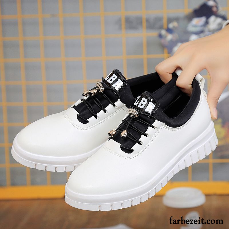 Sneaker Gefüttert Damen Herbst Schuhe Flache Schnürschuhe Neue Feder Niedrig Halbschuhe Casual Weiß Erhöht Sale