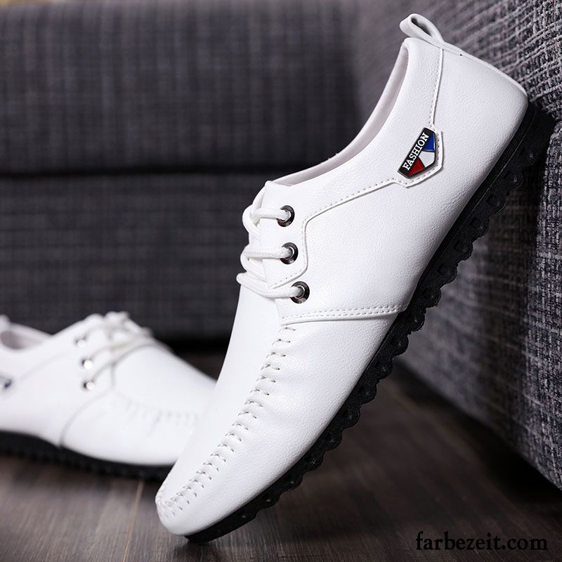 Sneaker Klettverschluss Herren Atmungsaktiv Jugend Lederschue Feder Trend Neue Casual England Schuhe Weiß Rabatt