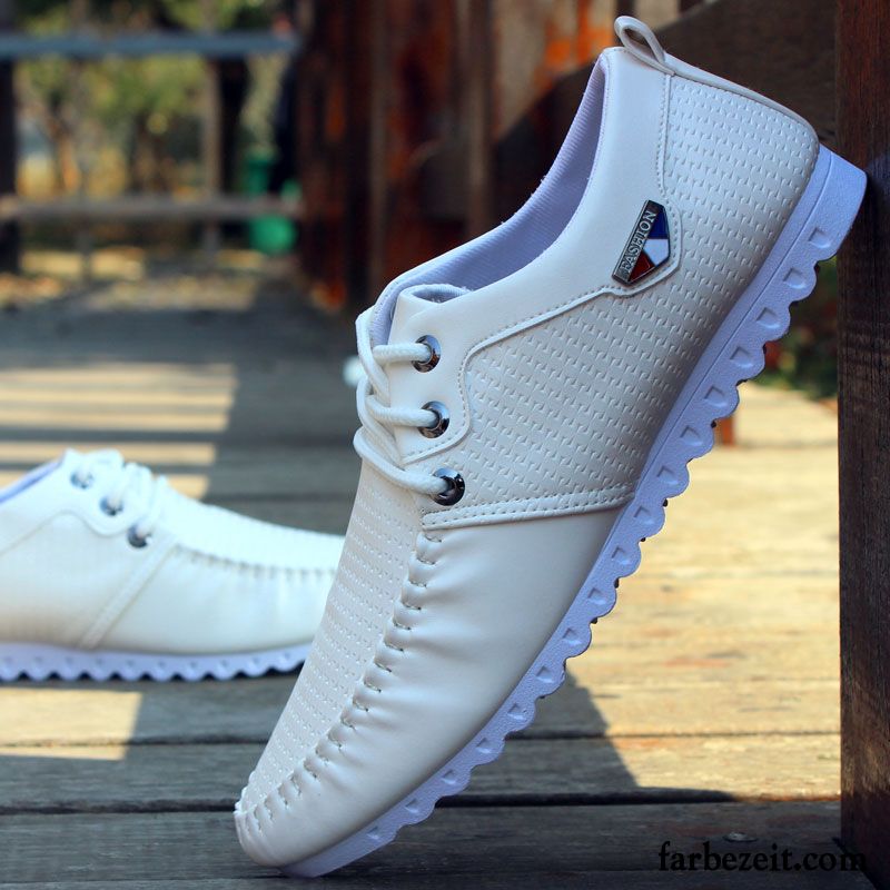 Sneaker Klettverschluss Herren Atmungsaktiv Jugend Lederschue Feder Trend Neue Casual England Schuhe Weiß Rabatt