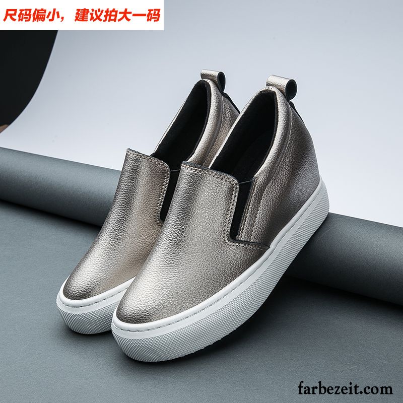 Sneaker Schuhe Damen Günstig Halbschuhe Feder Neue Weiß Faul Dicke Sohle Slip-on Erhöht Billig