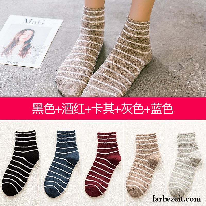 Socken Damen Herbst Winter Trend Niedlich Knöchelsocken 100% Baumwolle Rot