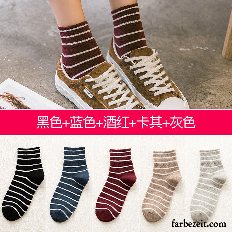 Socken Damen Herbst Winter Trend Niedlich Knöchelsocken 100% Baumwolle Rot