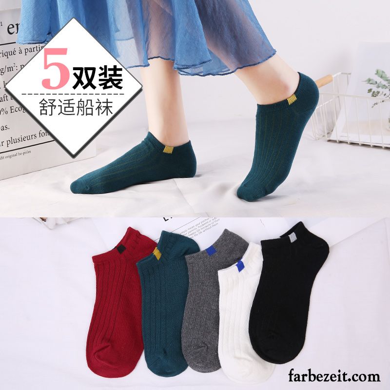 Socken Damen Herbst Winter Trend Niedlich Knöchelsocken 100% Baumwolle Rot