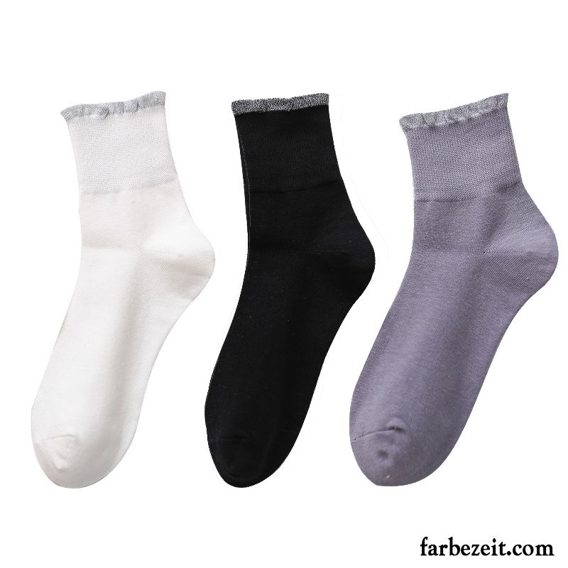 Socken Damen Lange Socke Dünne Herbst Frühling Winter Spitze Gelb