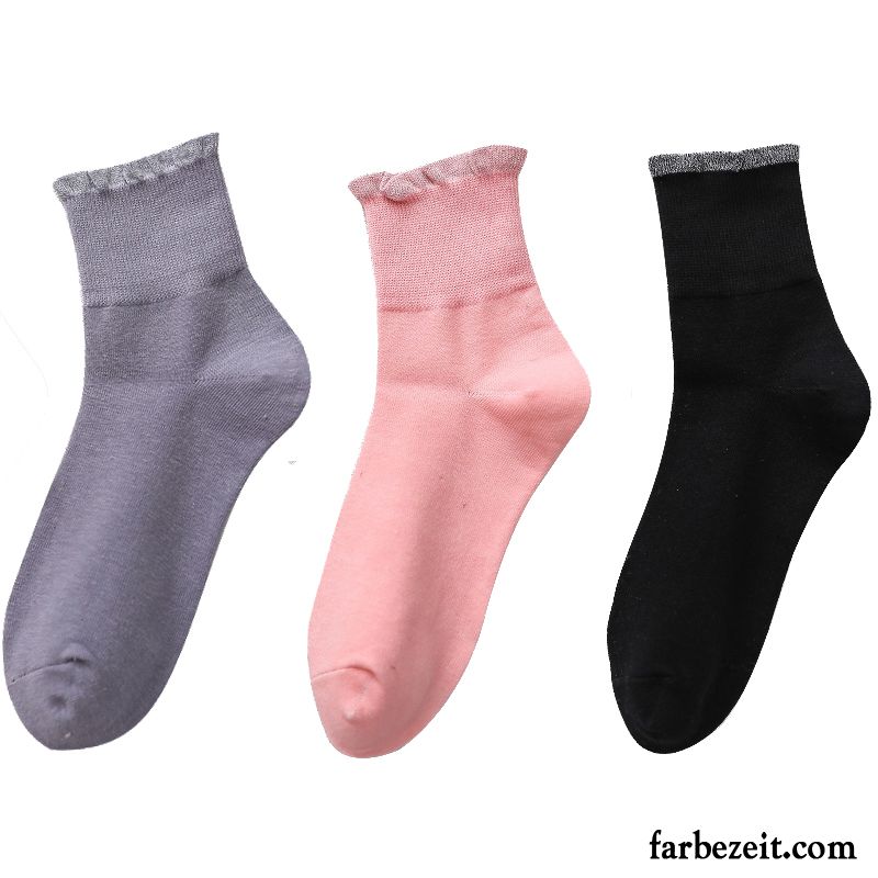 Socken Damen Lange Socke Dünne Herbst Frühling Winter Spitze Gelb