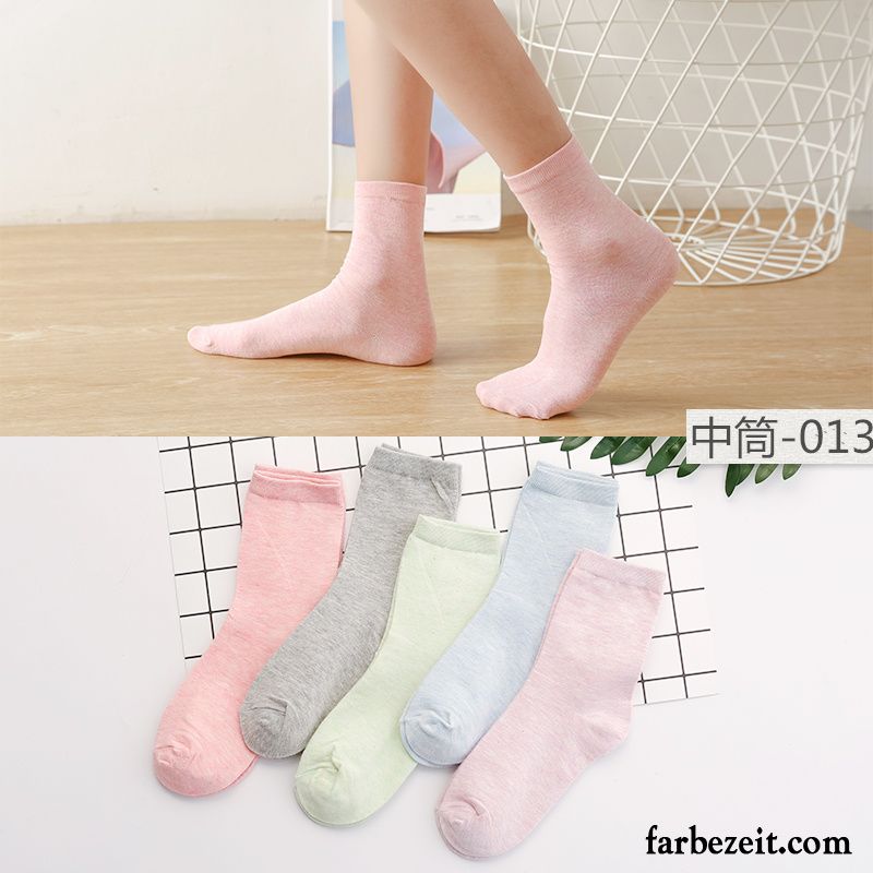 Socken Damen Niedlich Herbst Mid Baumwolle Strümpfe Rosa Hell