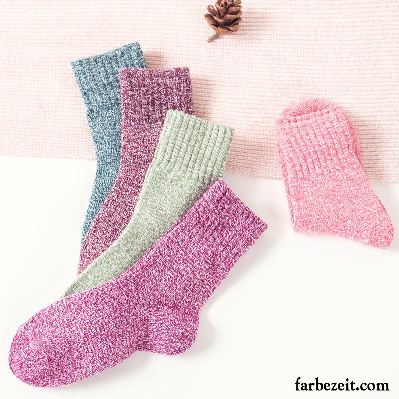 Socken Damen Niedlich Herbst Mid Baumwolle Strümpfe Rosa Hell