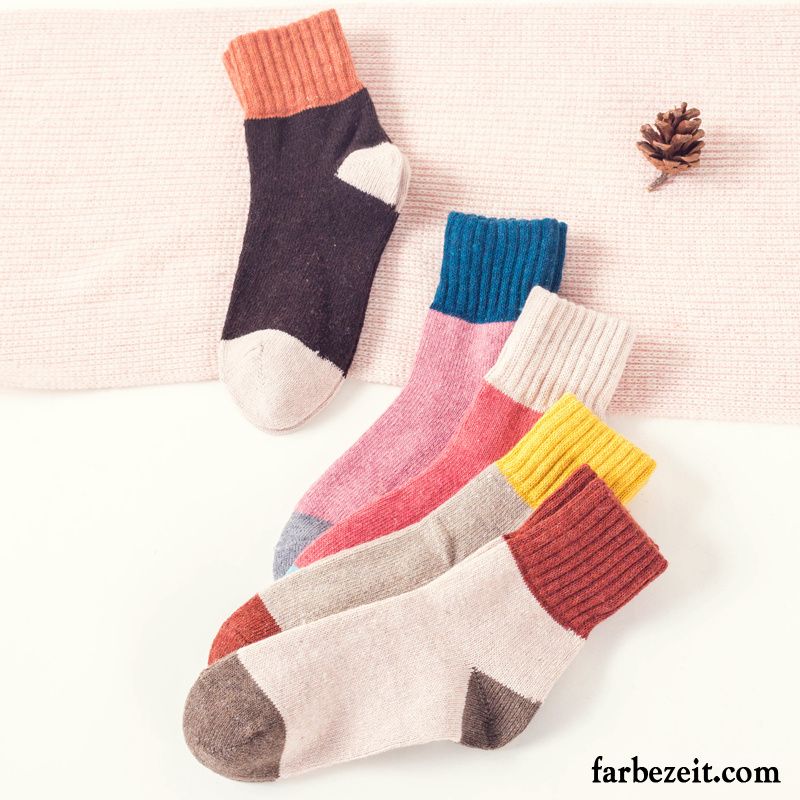 Socken Damen Niedlich Herbst Mid Baumwolle Strümpfe Rosa Hell