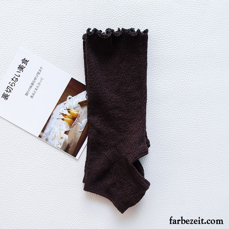 Socken Damen Seide Herbst Rüschen Glänzend Mid Baumwolle Schwarz