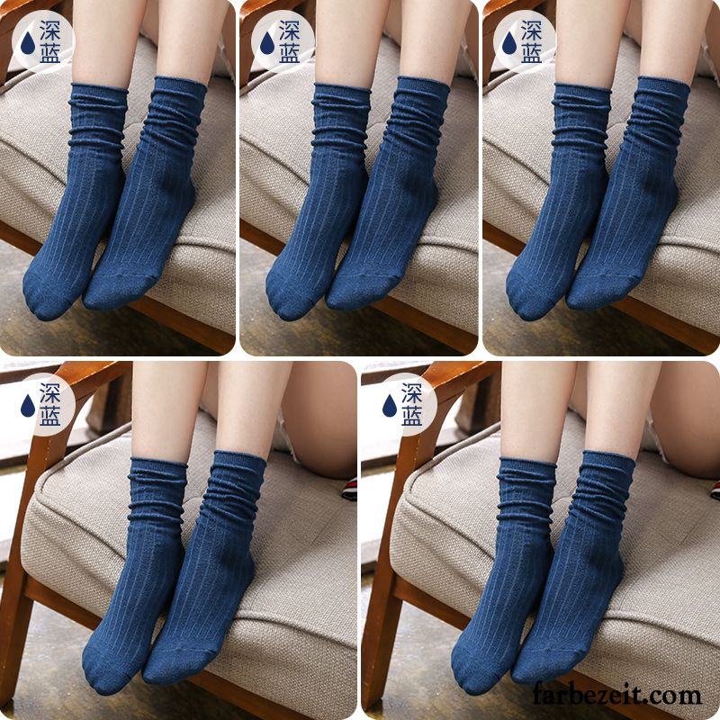 Socken Damen Trend Herbst Strümpfe Baumwolle Winter All Match Bordeauxrot