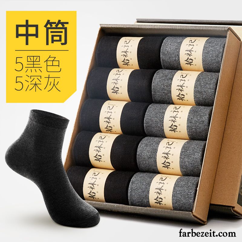 Socken Herren Herbst 100% Baumwolle Mid Deodorant Knöchelsocken Schweiß Weiß