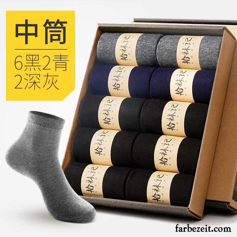 Socken Herren Herbst 100% Baumwolle Mid Deodorant Knöchelsocken Schweiß Weiß