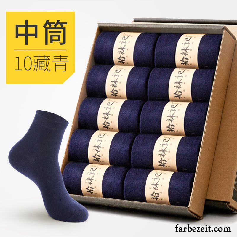 Socken Herren Herbst 100% Baumwolle Mid Deodorant Knöchelsocken Schweiß Weiß