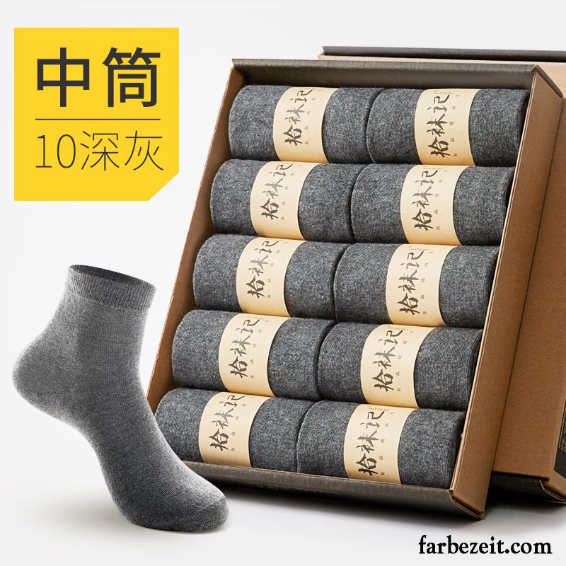 Socken Herren Herbst 100% Baumwolle Mid Deodorant Knöchelsocken Schweiß Weiß