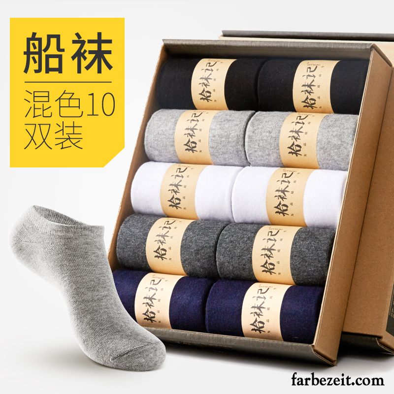 Socken Herren Herbst 100% Baumwolle Mid Deodorant Knöchelsocken Schweiß Weiß