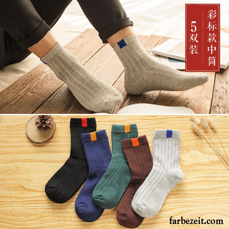 Socken Herren Schweiß Frühling Herbst Winter Baumwolle Baumwollsocken Grau