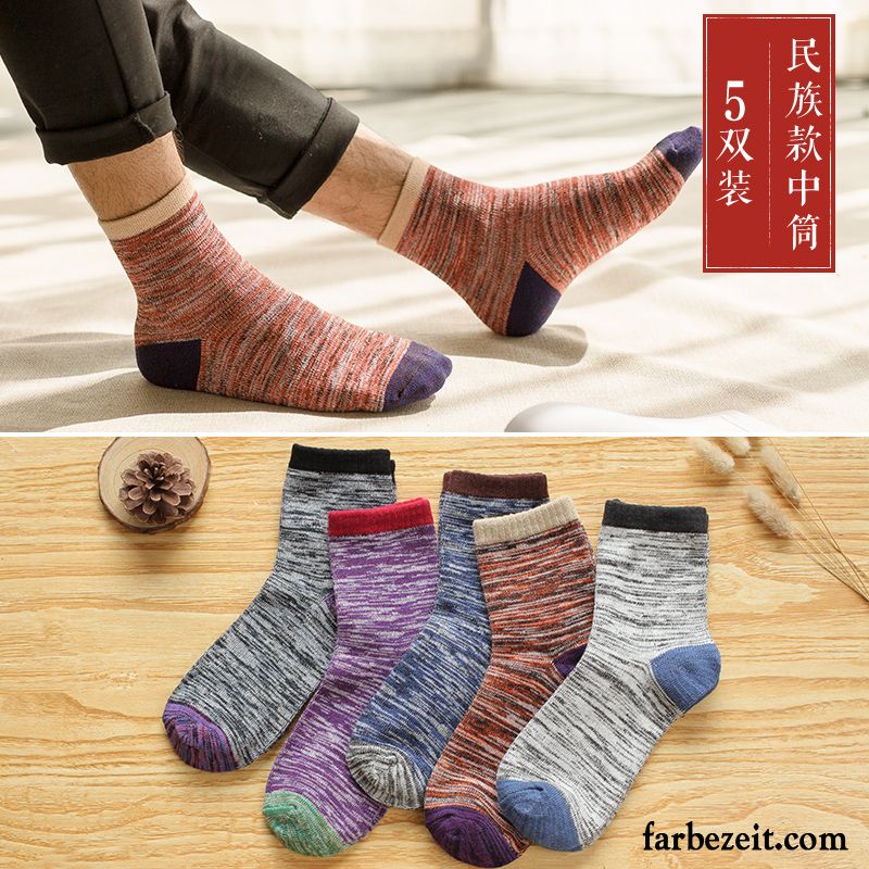 Socken Herren Schweiß Frühling Herbst Winter Baumwolle Baumwollsocken Grau