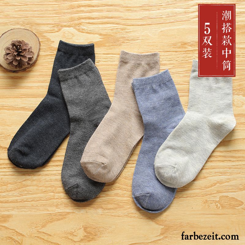 Socken Herren Schweiß Frühling Herbst Winter Baumwolle Baumwollsocken Grau