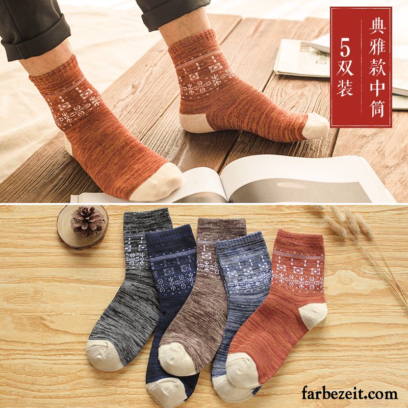 Socken Herren Schweiß Frühling Herbst Winter Baumwolle Baumwollsocken Grau