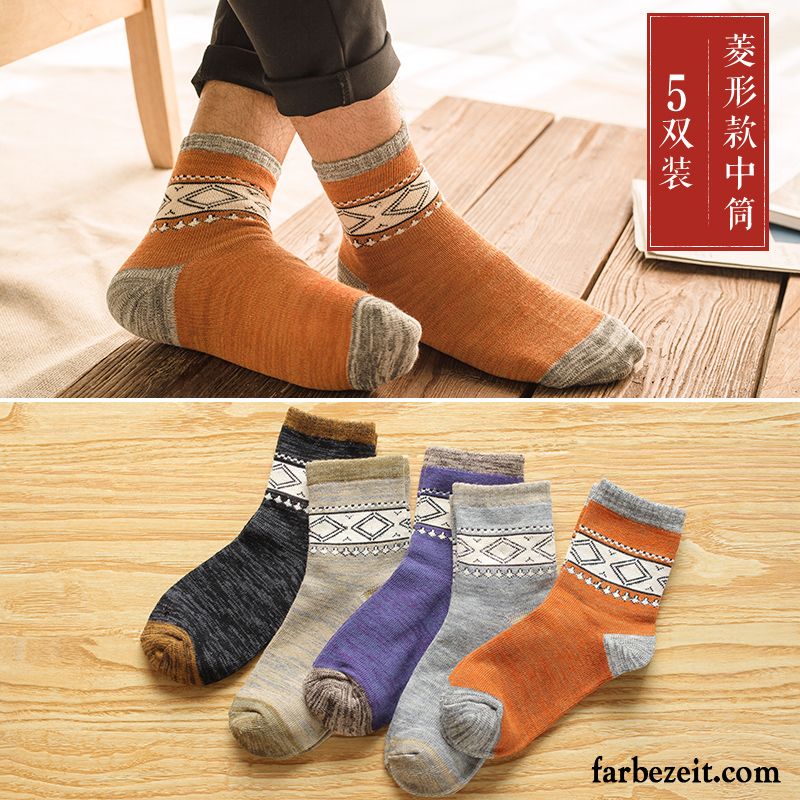 Socken Herren Schweiß Frühling Herbst Winter Baumwolle Baumwollsocken Grau