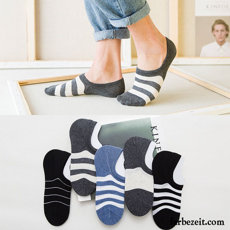 Socken Herren Unsichtbar Baumwollsocken Rutschfest Mesh Dünne Knöchelsocken Blau Hell