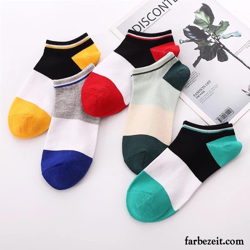 Socken Herren Unsichtbar Knöchelsocken Deodorant Low Silikon Sommer Farbe Hell