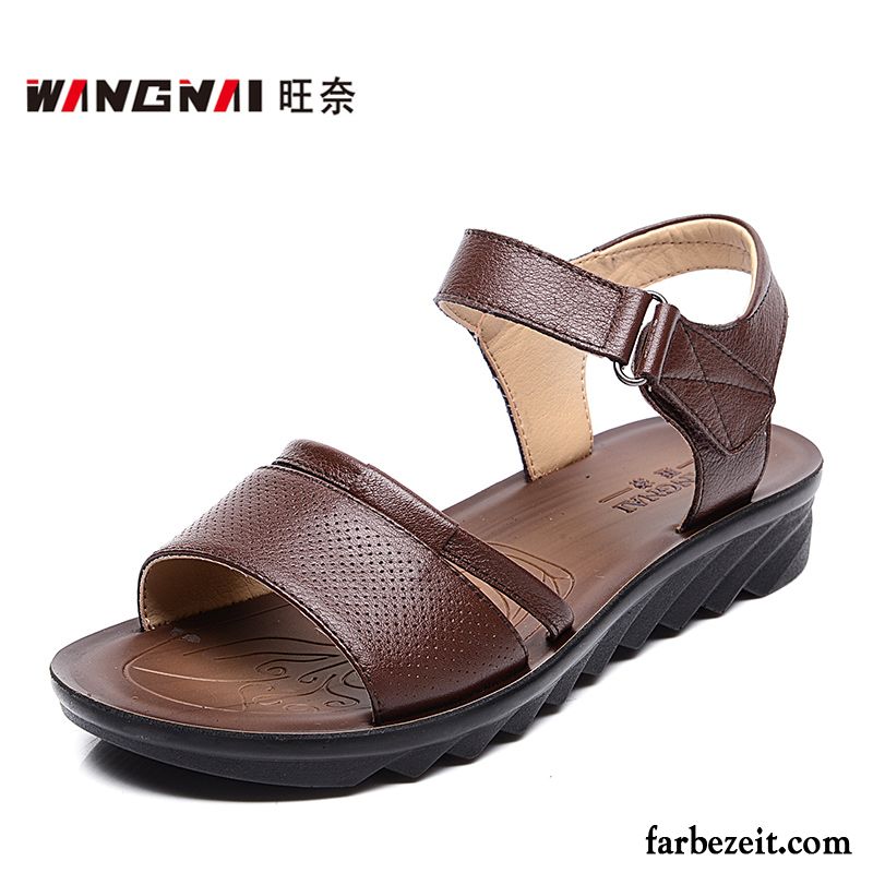 Sommer Sandalen Frauen Schuhe Rutschsicher Sommer Sandalen Echtleder Weiche Sohle Damen Billig