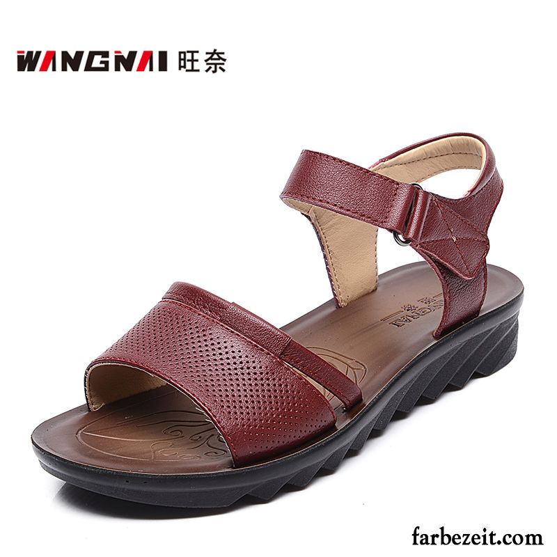 Sommer Sandalen Frauen Schuhe Rutschsicher Sommer Sandalen Echtleder Weiche Sohle Damen Billig