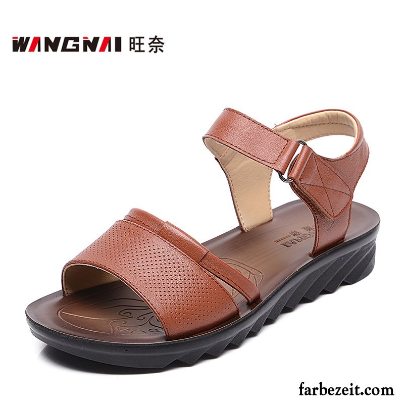 Sommer Sandalen Frauen Schuhe Rutschsicher Sommer Sandalen Echtleder Weiche Sohle Damen Billig