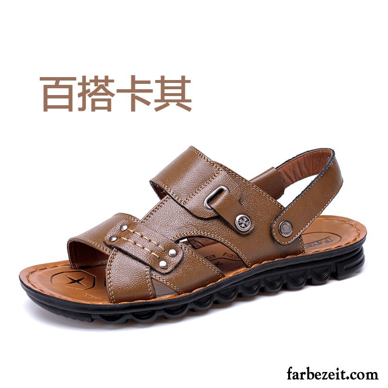 Sommer Sandalen Herren Sandalen Sommer Casual Echtleder Kostenloser Versand Strand Schuhe Pantolette Günstig