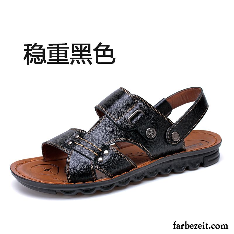 Sommer Sandalen Herren Sandalen Sommer Casual Echtleder Kostenloser Versand Strand Schuhe Pantolette Günstig