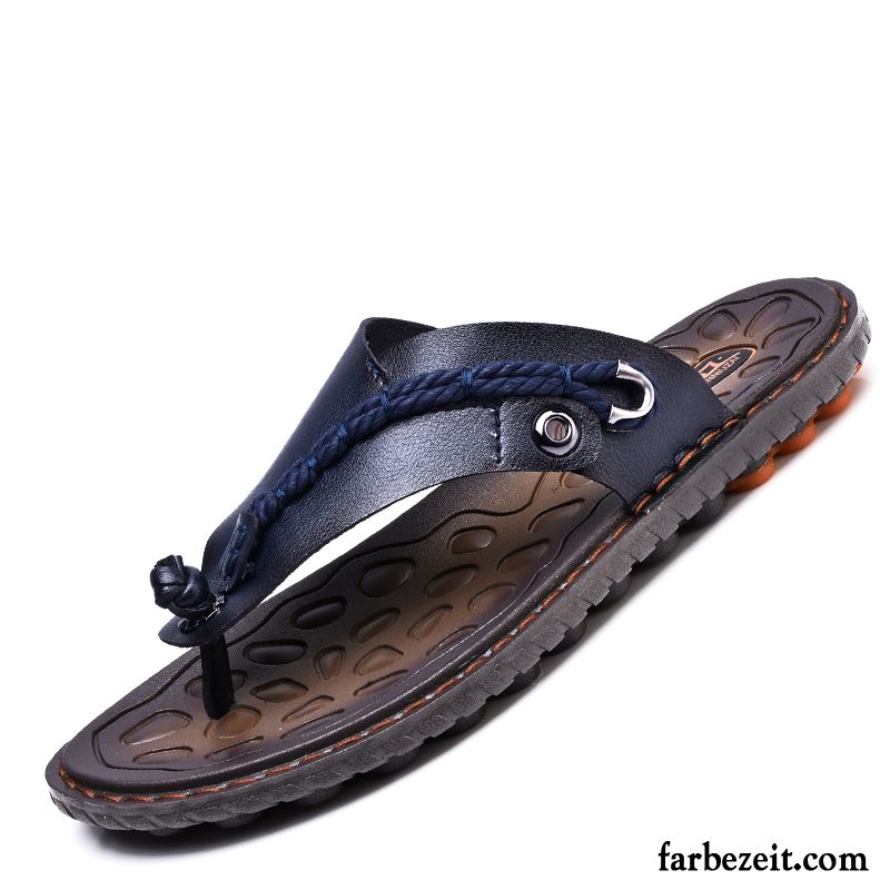 Sommer Sandalen Herren Sommer Strand Persönlichkeit Trend Sandalen Echtleder Rutschsicher Pantolette Schuhe Mode Günstig