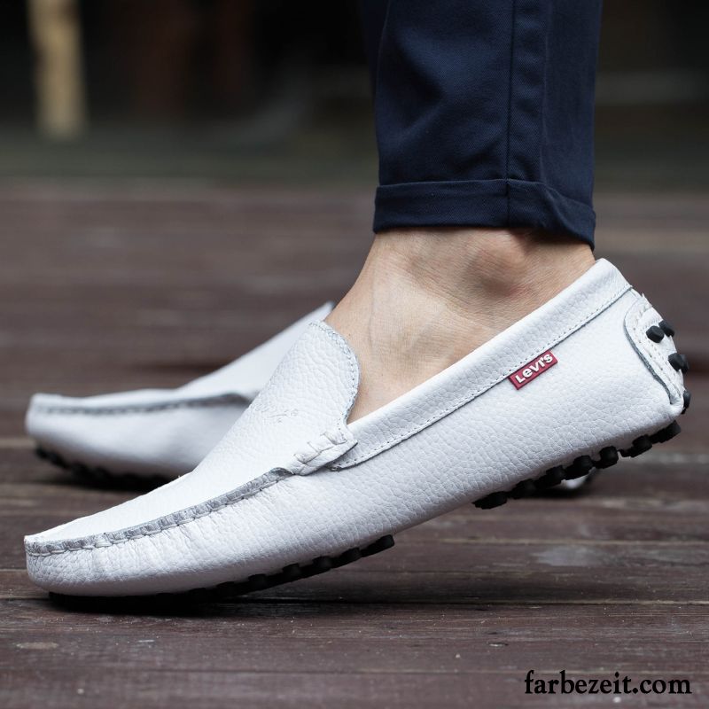 Sommer Herren Slip-on Trend Weiche Sohle Echtleder Casual Jugend Faul Schuhe Lederschue