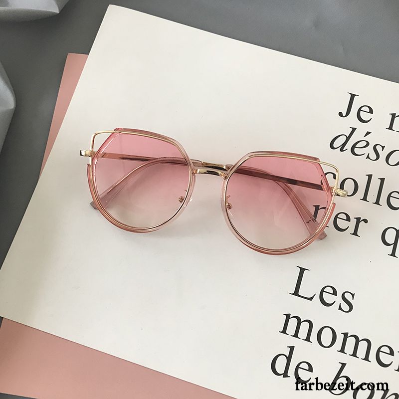 Sonnenbrille Damen Dünn Neu Mesh Reflektierte Persönlichkeit Rundes Gesicht Purpur Lila Rosa Rot