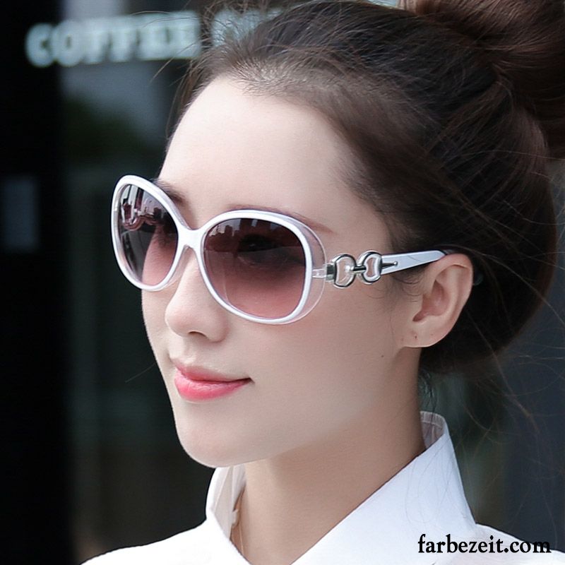 Sonnenbrille Damen Mesh Stoff Rundes Gesicht Persönlichkeit Elegant Trend Rot