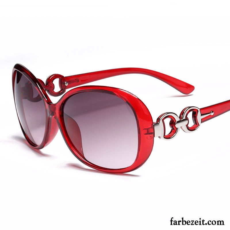 Sonnenbrille Damen Mesh Stoff Rundes Gesicht Persönlichkeit Elegant Trend Rot