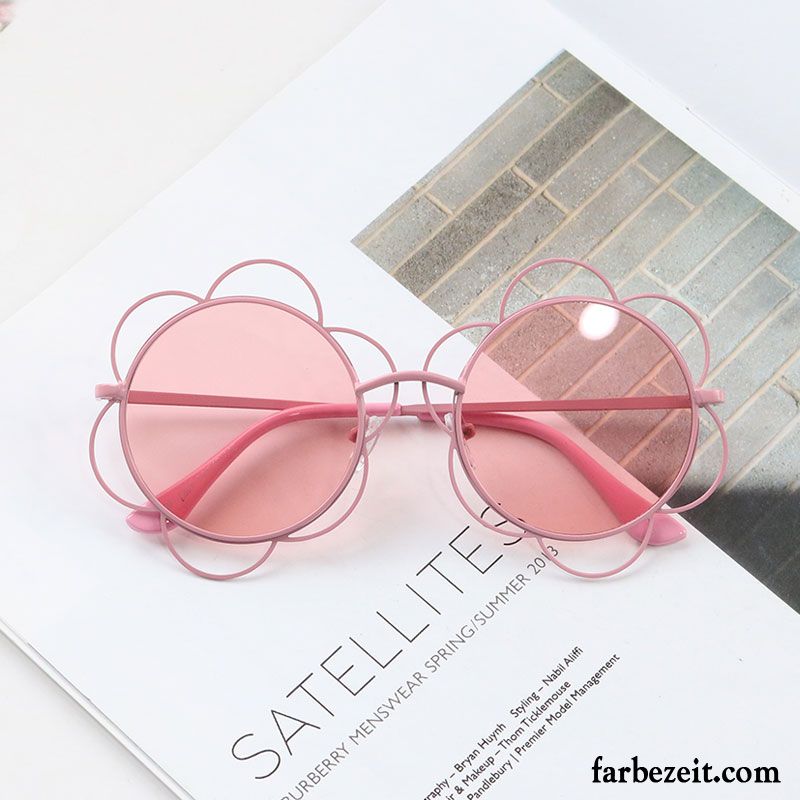 Sonnenbrille Damen Modellierung Mesh Blumen Runde Durchbrochenes Sonnenbrillen Rosa Gold Rot