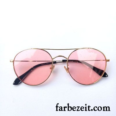 Sonnenbrille Damen Neu Rundes Gesicht Retro Mesh Stoff Trend Rosa Rot