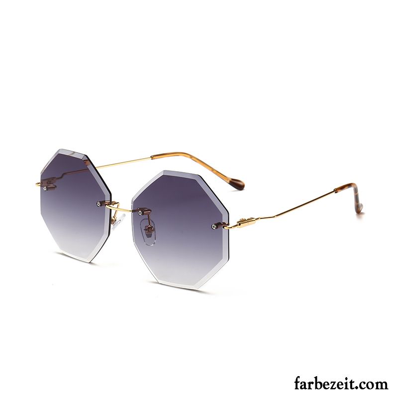 Sonnenbrille Damen Trend Stoff Mode Unregelmäßige Groß Super Gradient Sandfarben Gold Gelb