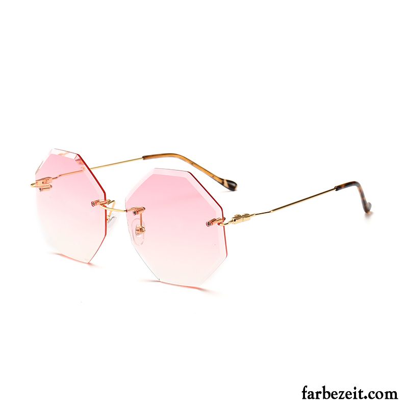 Sonnenbrille Damen Trend Stoff Mode Unregelmäßige Groß Super Gradient Sandfarben Gold Gelb