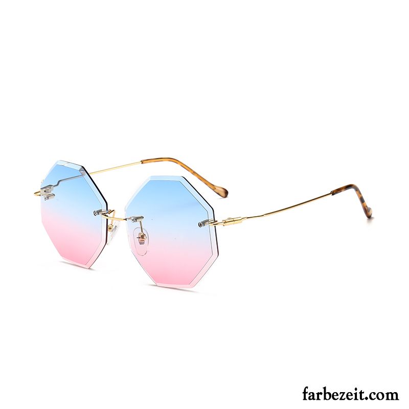 Sonnenbrille Damen Trend Stoff Mode Unregelmäßige Groß Super Gradient Sandfarben Gold Gelb