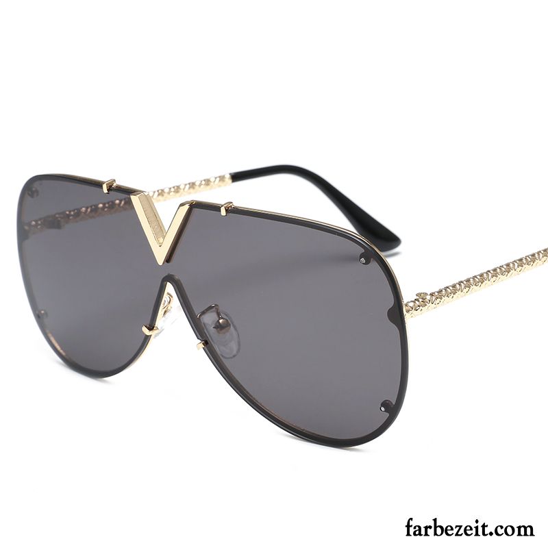 Sonnenbrille Damen Trend Stoff Rundes Gesicht Reflektierte 2018 Groß Purpur Lila Grau Gold