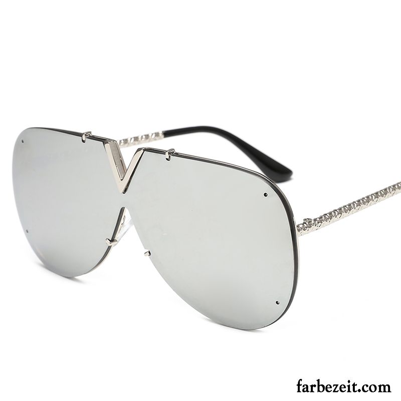 Sonnenbrille Damen Trend Stoff Rundes Gesicht Reflektierte 2018 Groß Purpur Lila Grau Gold